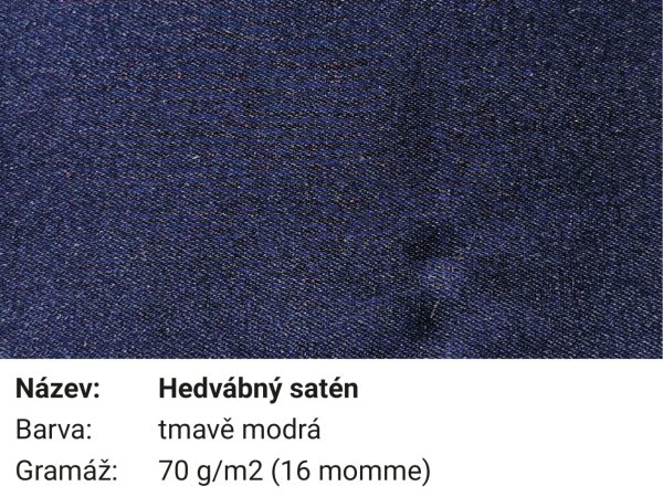 Pravé hedvábí hedvábný satén tmavě modrá (16mm)