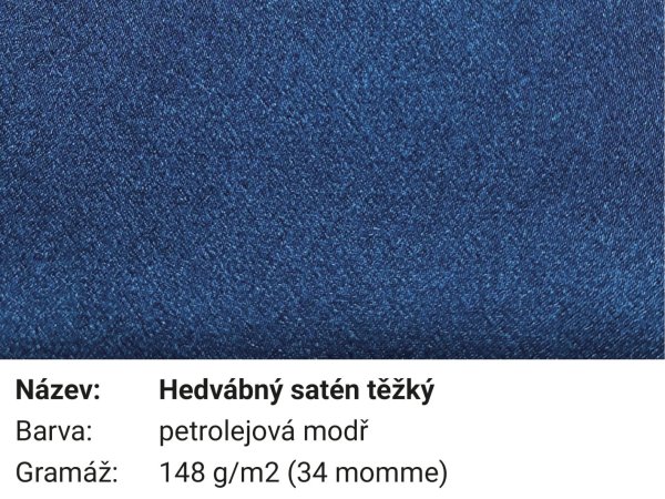 Pravé hedvábí hedvábný satén těžký petrolejová modř (34mm)