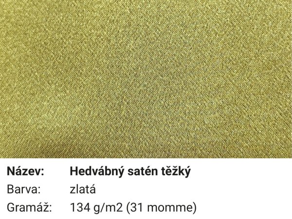 Pravé hedvábí hedvábný satén těžký zlatá (31mm)